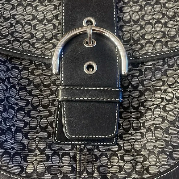 Coach soho mini Black and Gray Textured Shoulder Bag with Metallic Accents - Picture 2 of 6
